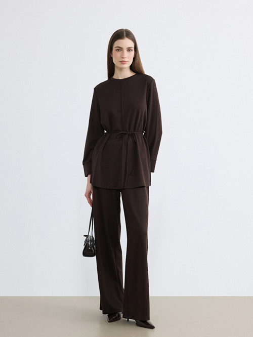 LCW Modest Kahverengi Beli Lastikli Soft Touch Kadın Eşofman Altı