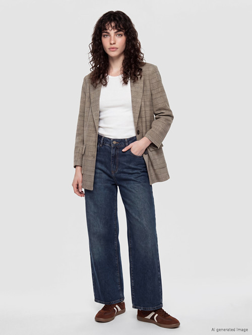LCW Jeans İndigo Petite Wideleg Kadın Jean Pantolon