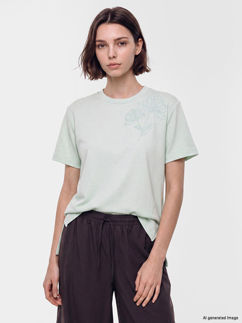 LCW Modest Yeşil Soft Touch Nakışlı Bluz