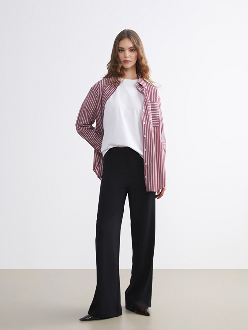 LCW Modest Siyah Standart Fit Geniş Paça Kadın Pantolon