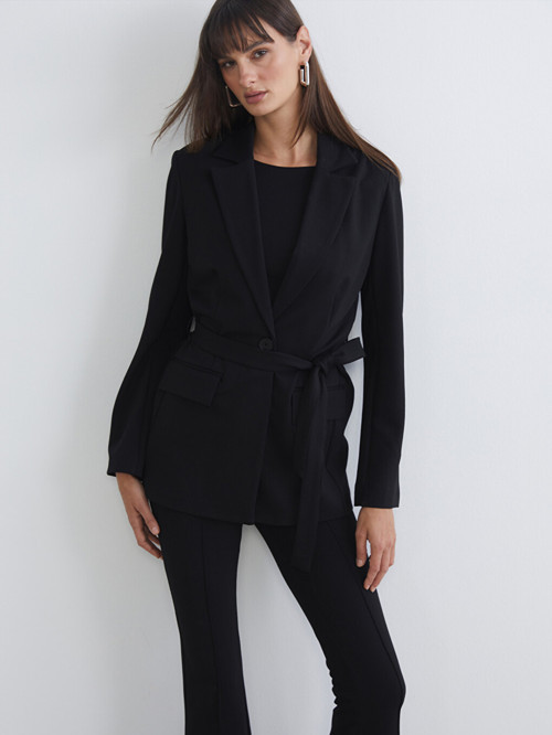 LCW Vision Siyah Beli Kuşaklı Kadın Blazer Ceket