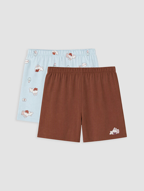 LCW Young Mavi Baskılı Kadın Şort Pijama Altı 2'li