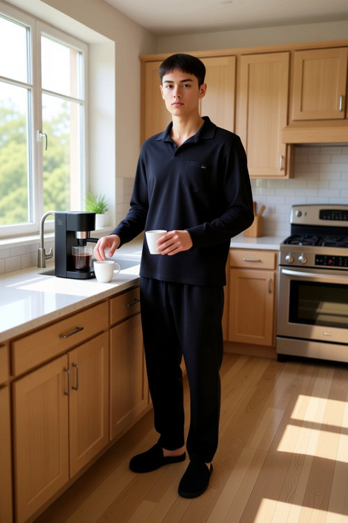 Erkek Waffle Dokulu Polo Yaka Pijama Takımı Fonksiyonel Dayanıklı Kaliteli Konforlu Modern