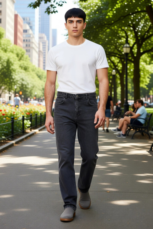 Erkek Baggy 90s Straight Fit Kot Pantolon Normal Bel Denim Günlük Kombinler Modern Tasarım