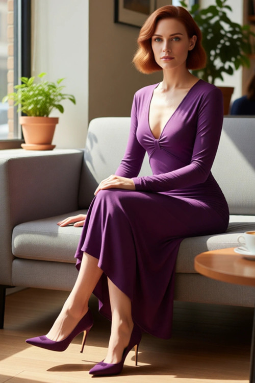 Kadınlar İçin Bodycon Kesim V Yaka Büzgülü Astarlı Maxi Örme Elbise Şık Davetler İdeal
