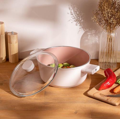Swiss Crystal 24 Cm Derin Tencere Pembe