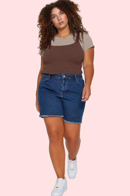 Kadın Denim Yüksek Bel Skinny Şort Düz Desen Günlük Kombinler Hafta Sonu Dayanıklı Malzeme