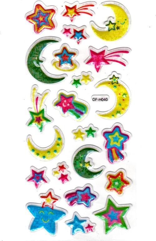 Işıltılı Sticker Kabartmalı Stiker Defter Planlayıcı Etiket (Dfh040)-18x9cm - Ay Yıldız