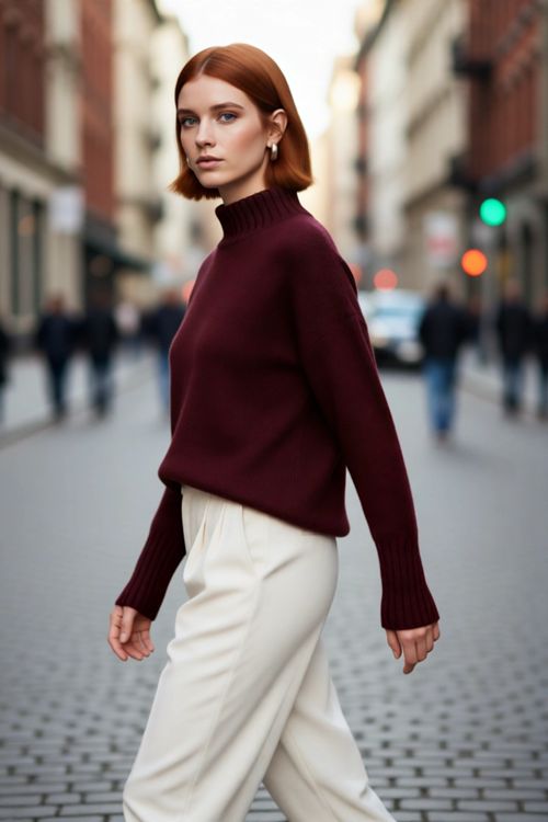 Kadın Oversize Kesim Dik Yaka Reglan Kol Düz Gri Triko Kazak Kışlık Günlük Giyim İçin İdeal Seçim