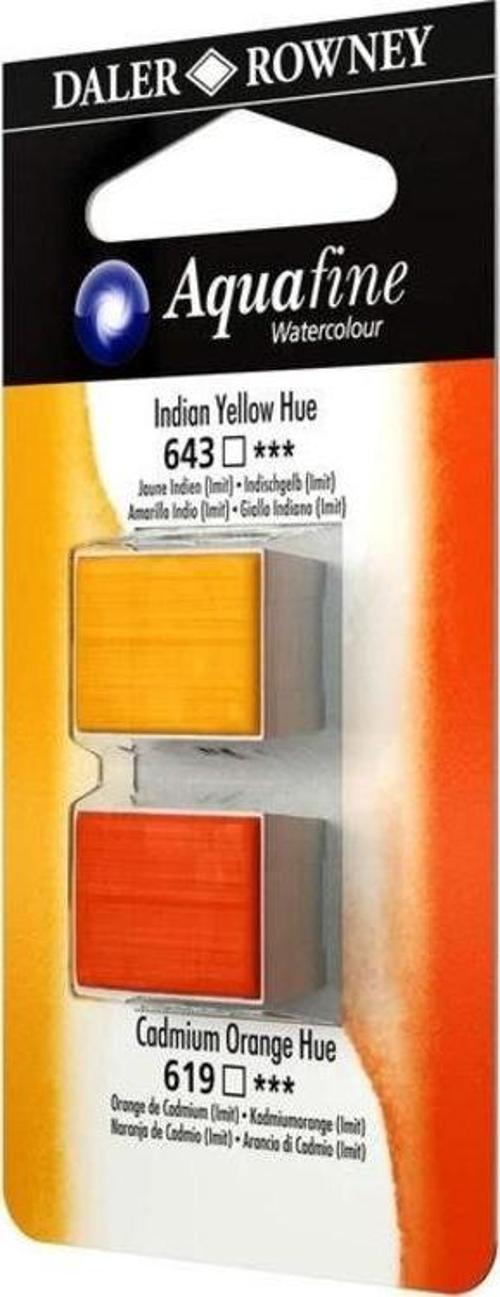 Aquafine 1/2 Tablet Suluboya 2'li Set INDIAN YELLOW HUE/CAD ORANGE HUE