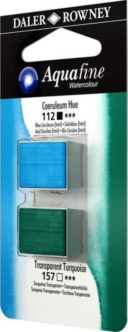 Aquafine 1/2 Tablet Suluboya 2'li Set COERULEUM BLUE HUE/TRANSPARENT TURQUOISE