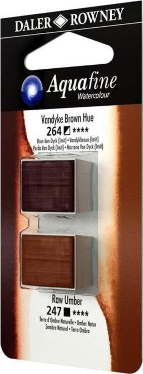 Aquafine 1/2 Tablet Suluboya 2'li Set VANDYKE BROWN HUE/RAW UMBER