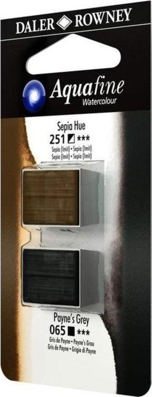 Aquafine 1/2 Tablet Suluboya 2'li Set SEPIA HUE/PAYNES GREY