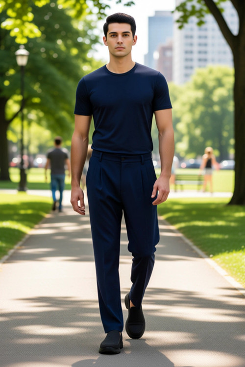 Erkek Moda Baggy Fit Boru Paça Pantolon Düz Desen Günlük Kombinler Kullanım