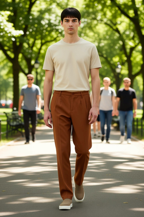 Erkek Moda Baggy Fit Boru Paça Pantolon Düz Desen Günlük Kombinler Kullanım
