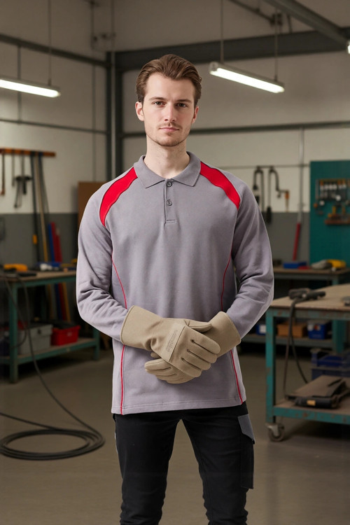 Polo Yaka Uzun Kollu Sweatshirt Detayli Is Giyim Vancelya Nefes Alabilir İş Günlük İçin