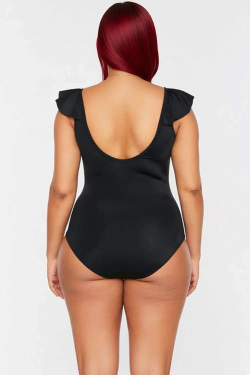 Konforlu Kaplı Derin V Yaka Rahat Kesim Büyük Beden Mayo Plus Size