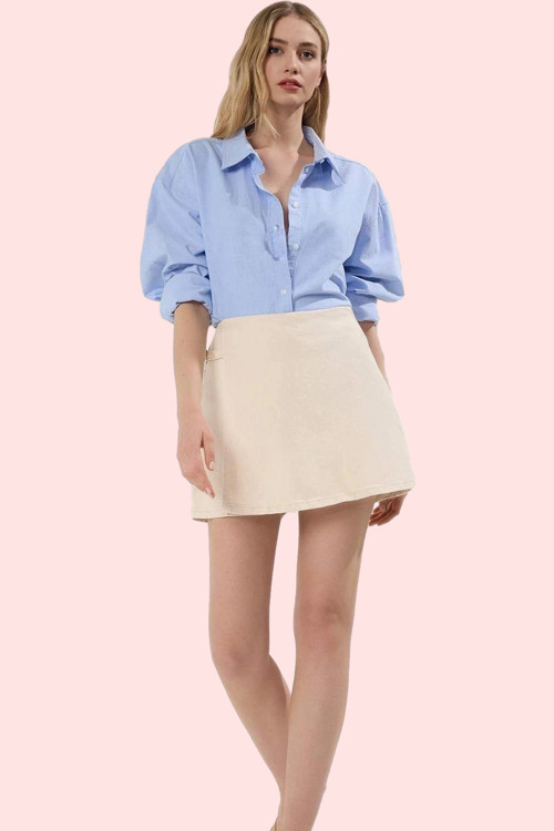 Kadın Denim Şort Etek Yüksek Bel Boru Paça Pamuklu Günlük Stil Hafta Sonu Kaliteli Malzeme