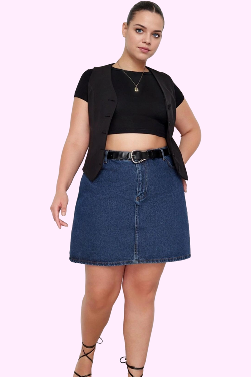 Kadın Yüksek Bel A Line Denim Etek Pamuklu Günlük Kombinler İçin Yaz Aylarının Vazgeçilmezi
