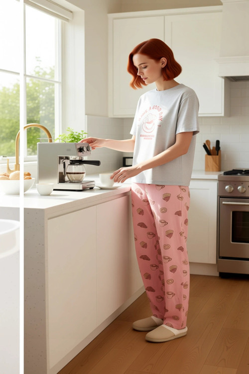 Kadın %100 Pamuklu Kısa Kollu Bisiklet Yaka Pijama Takımı Modern Stil Özenle Seçilmiş Rahat Ve Şık