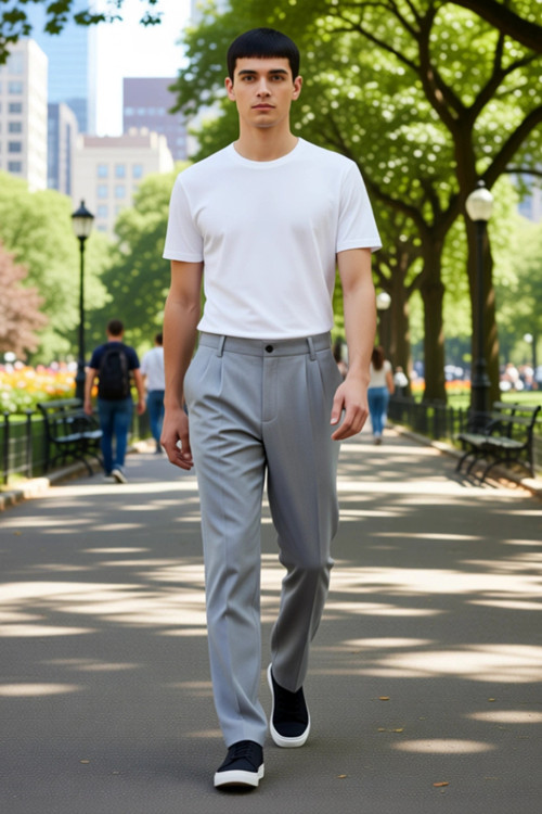 Erkek Moda Baggy Fit Boru Paça Pantolon Düz Desen Günlük Kombinler Kullanım