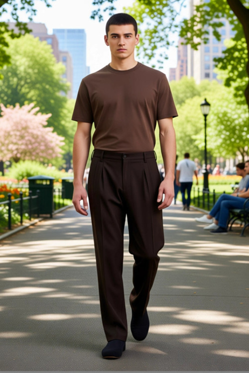 Erkek Moda Baggy Fit Boru Paça Pantolon Düz Desen Günlük Kombinler Kullanım