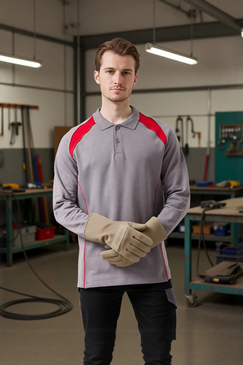 Polo Yaka Uzun Kollu Sweatshirt Detayli Is Giyim Vancelya Nefes Alabilir İş Günlük İçin