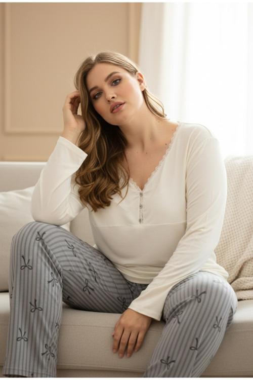 Curve Büyük Beden Battal Boy Pamuklu Pijama Takım25240826