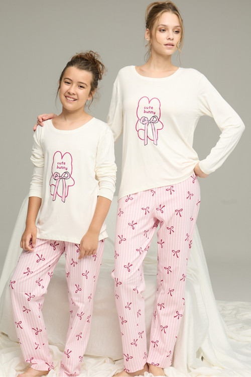Pamuklu Bisiklet Yaka Örme Pijama Takım 25241147