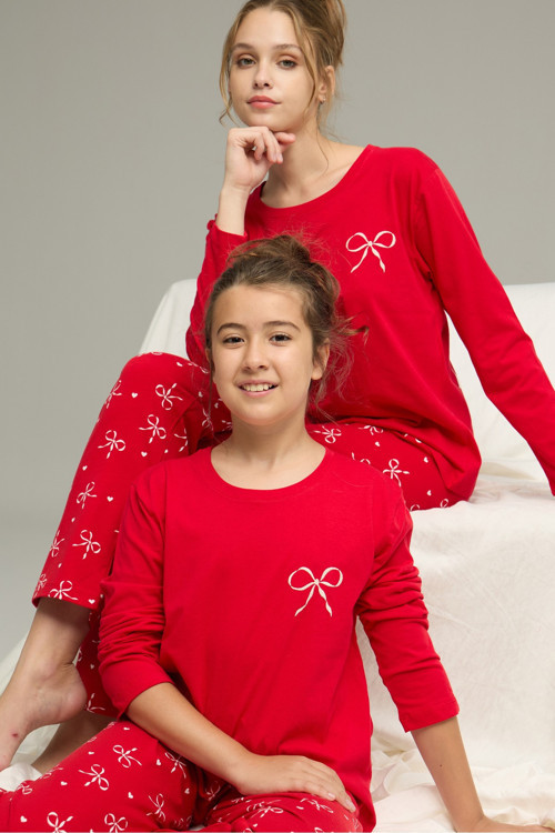 Pamuklu Bisiklet Yaka Örme Pijama Takım25241155
