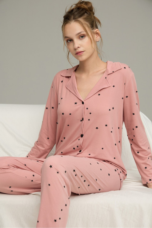 Gömlek Yaka Düğmeli Milan Örme Pijama Takım25224024