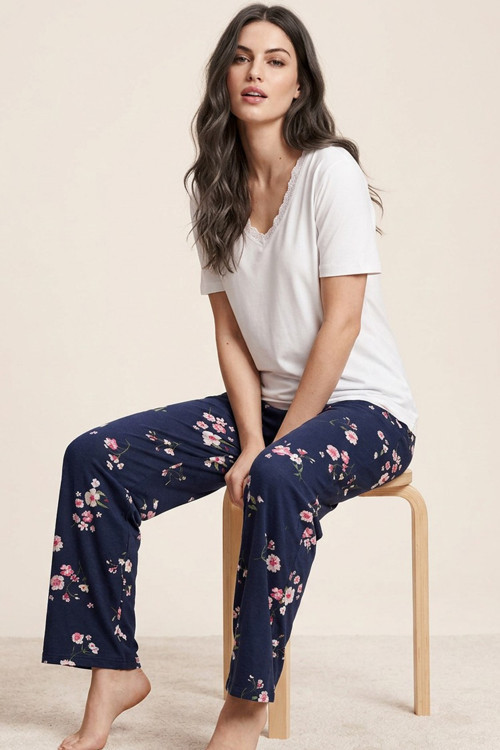 Dantel Detaylı Viskon Örme Pijama Takım26119103