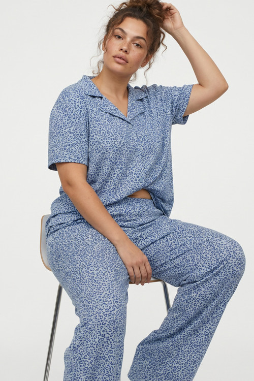Büyük Beden Battal Boy Düğmeli Örme Pijama Takım 8016