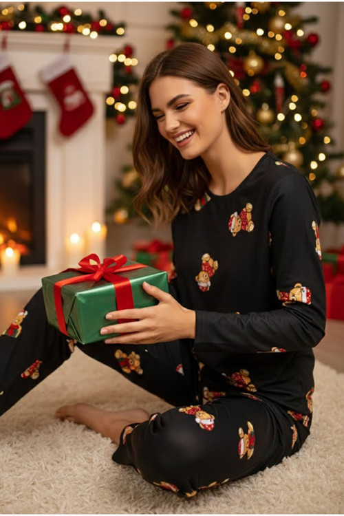 Yumuşak Dokulu Süet Örme Pijama Takım 7983