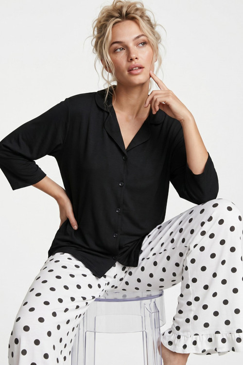 İnce Soft Örme Mevsimlik Düğmeli Pijama Takımı 8053