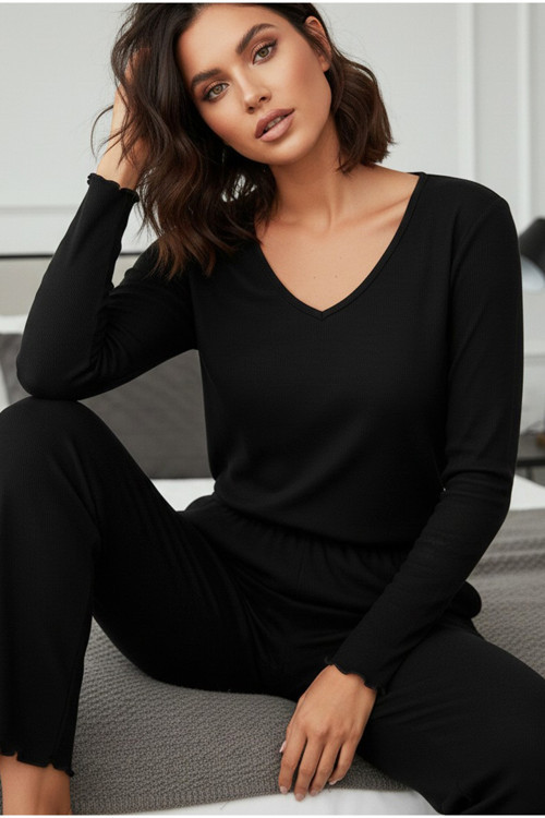 Fırçalı Soft Fitilli Kaşkorse Dantelli Pijama Takım 7966