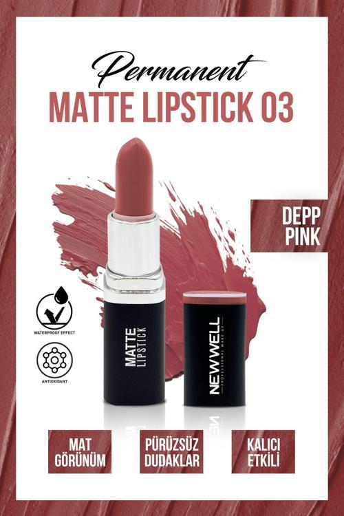 Permanent Matte Lipstick 03 Deep Pink Uzun Süre Kalıcı