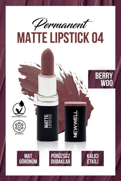 Permanent Matte Lipstick 04 Berry Woo Uzun Süre Kalıcı