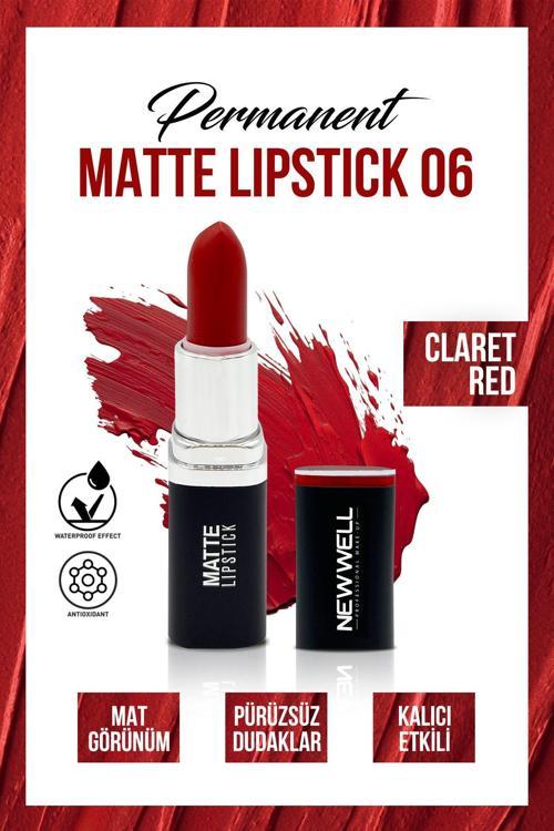 Permanent Matte Lipstick 06 Claret Red Uzun Süre Kalıcı