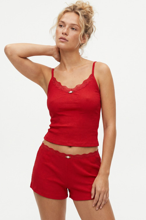 Bürümcük-Krınkıl İp Askılı Şortlu Pijama Takım 8060
