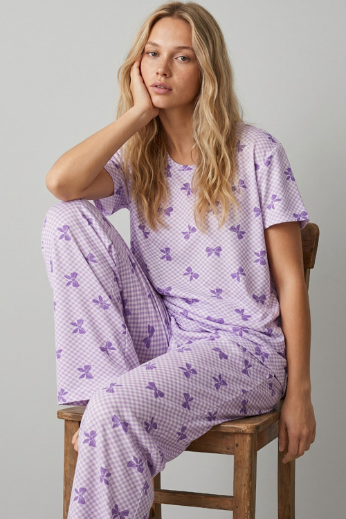 İnce Soft Örme Mevsimlik Pijama Takımı 8003
