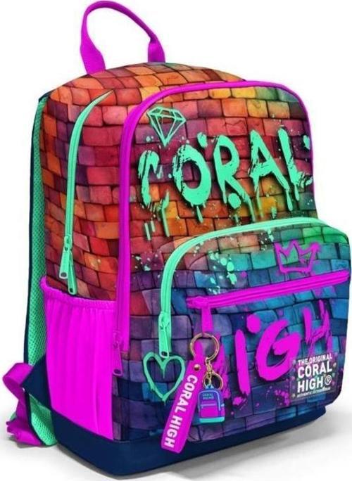 Pembe Lacivert Grafiti Yazılı Okul Sırt Çantası 23629