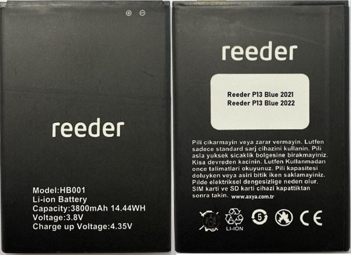 Reeder P13 Blue 2021 Batarya Pil Hb001