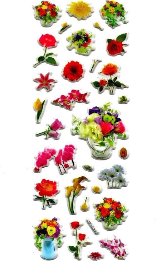 Sticker Kabartmalı Stiker Defter, Planlayıcı Etiket - (JF1221) 16x7 cm- Çiçek Buket