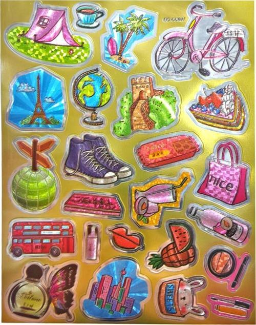 Metalik Sticker Stiker Defter Planlayıcı Etiket (QS007)-25x20 cm- Tatil Kamp