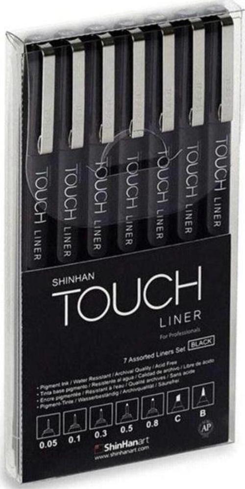 Touch Liner Teknik Çizim Kalemi 7'li Set Siyah