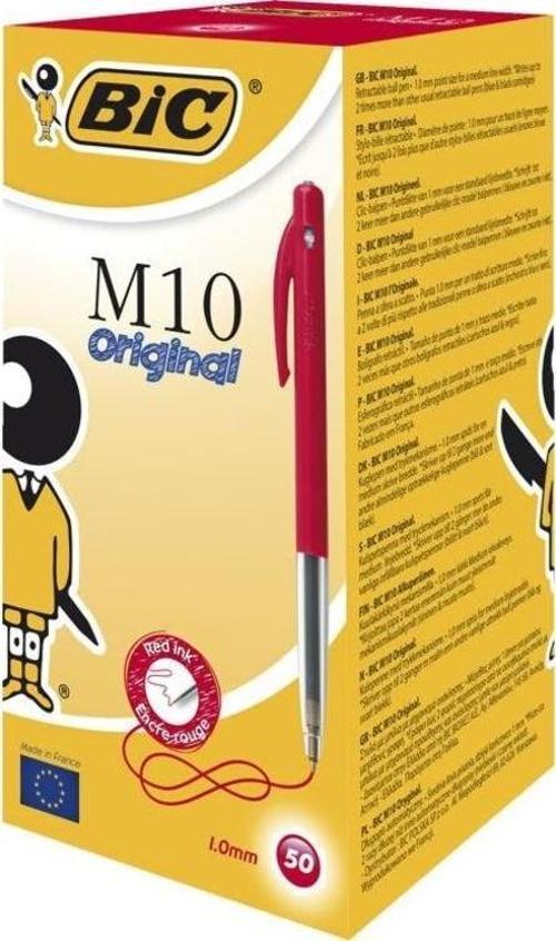 M10 Basmalı Tükenmez Kalem Kırmızı 50'li Kutu