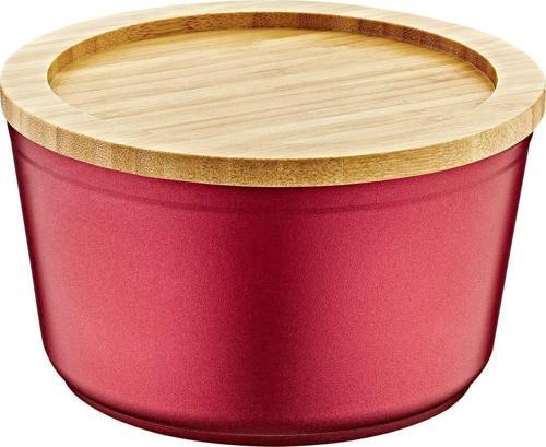 , Bambu Kapaklı Granit Saklama Kabı Kırmızı 12 Cm