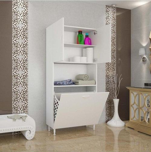 2 Kapaklı Sepetli Ve Tek Gözlü Banyo Dolabı