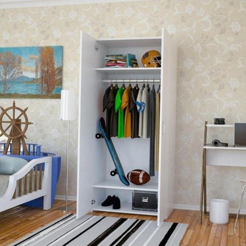 Gardırop 2 Kapaklı Gardolap Yatak Odası Dolabı Raflı Askılıklı Gardrop